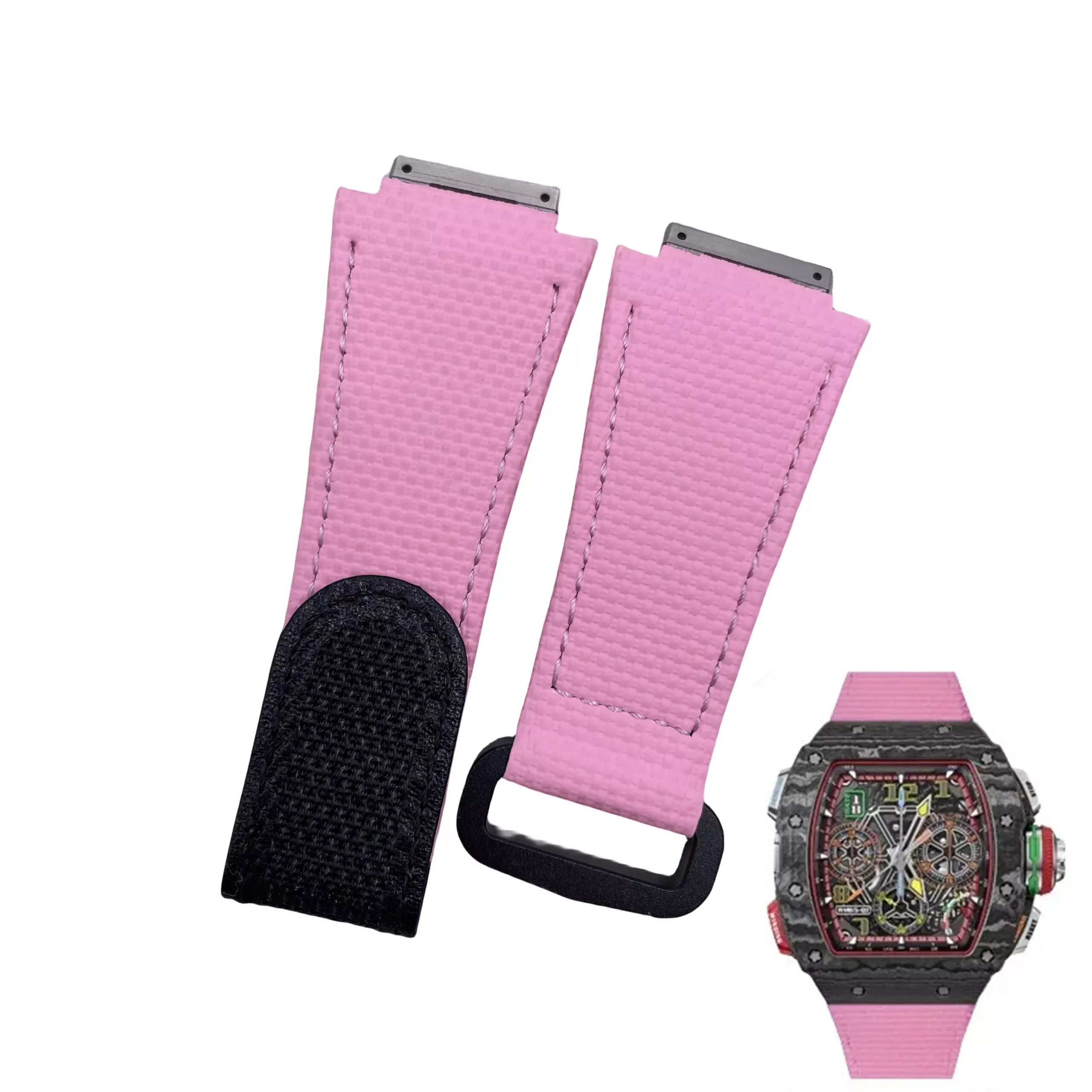Rubber_Strap_for_Richard_Mille_Nylon_12 Pink Nylon Strap for All Richard Mille - RM011, RM030, RM010, RM055...