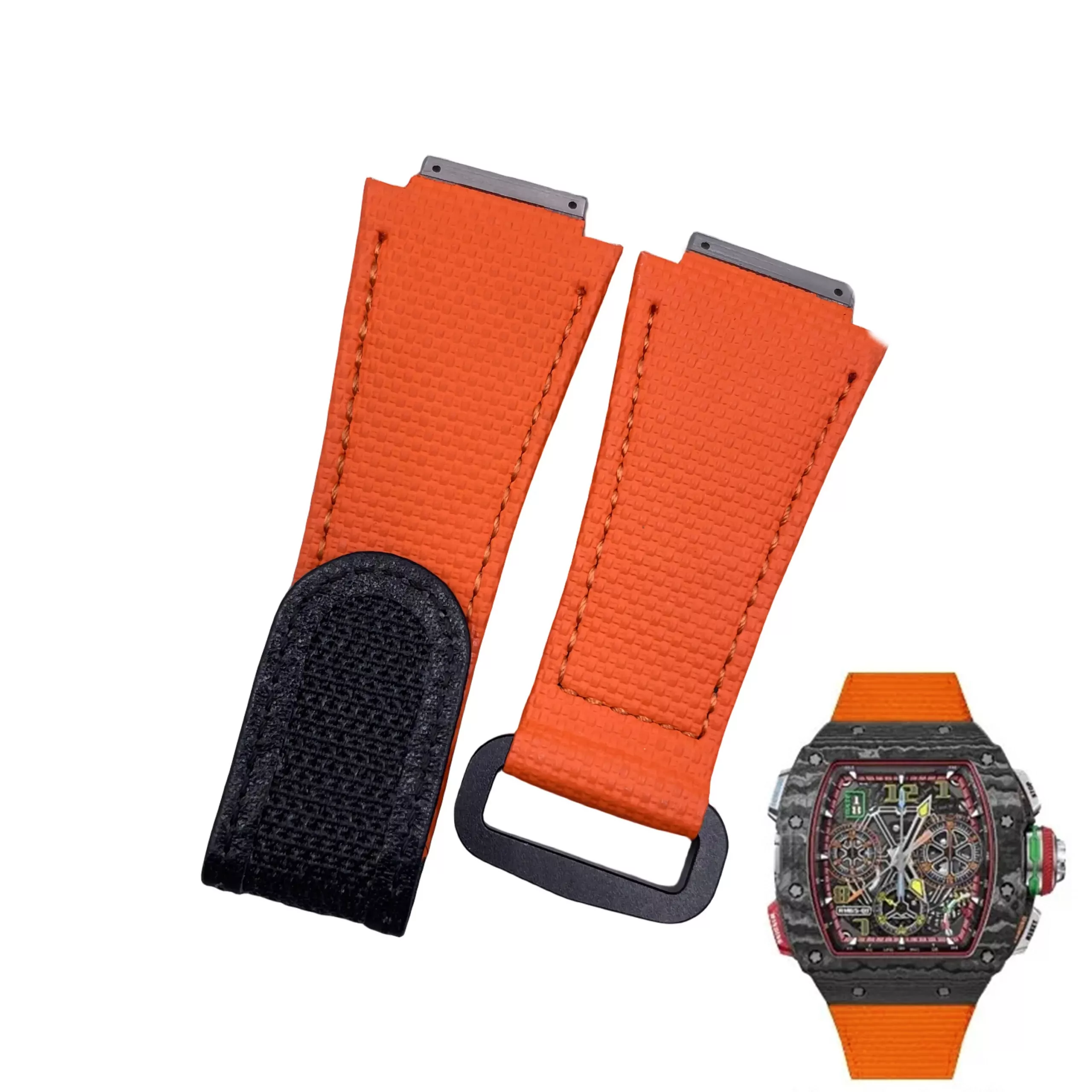 Rubber_Strap_for_Richard_Mille_Nylon_13 Orange Nylon Strap for All Richard Mille - RM011, RM030, RM010, RM055...