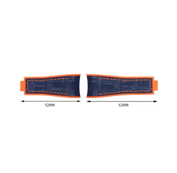 S45de624d4c7749dcb4ca3de3ad142199f Black & Orange Curved Strap for Rolex Submariner, Daytona, GMT II in Leather & Rubber Back - 20mm