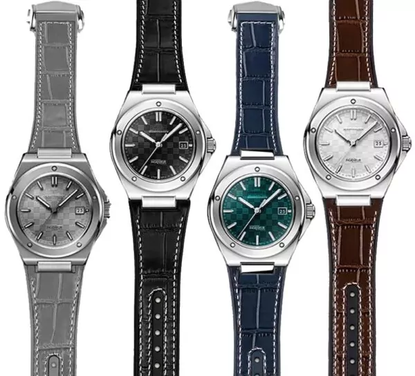 Strap_Bracelet_for_IWC_Ingenieur_In_leather_Rubber_2 Black Strap Bracelet for IWC Ingenieur in Crocodile Leather Grain/Rubber Back - 25x14mm