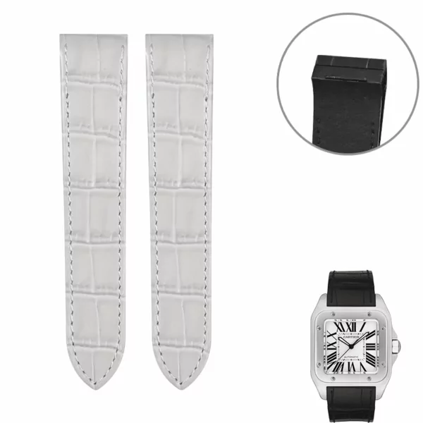 Strap_for_santos_100_Cartier-8 Grey Alligator Grain Leather for Cartier Santos 100 M/XL