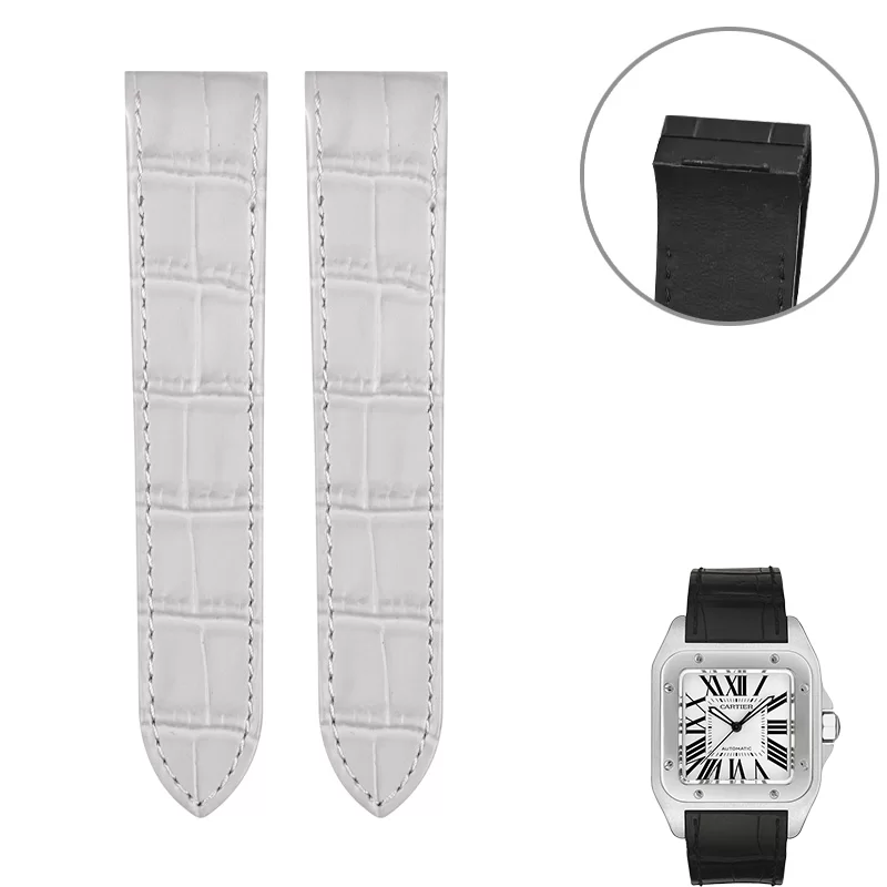 Strap_for_santos_100_Cartier-8 Grey Alligator Grain Leather for Cartier Santos 100 M/XL
