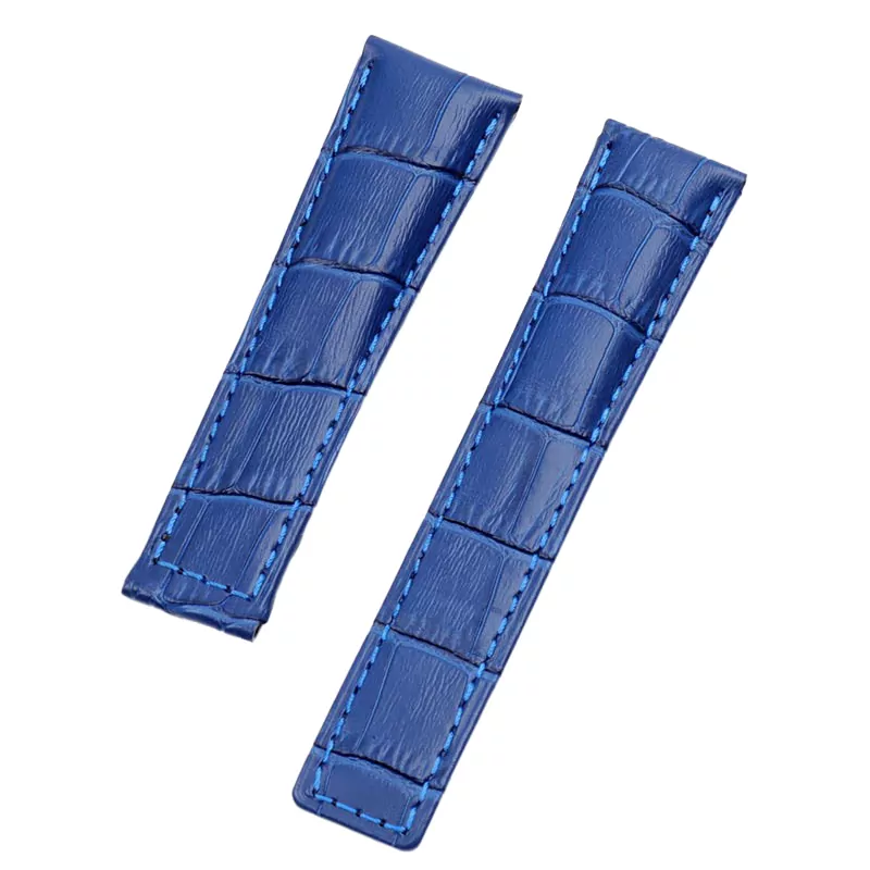 Watch strap 3_bracelet-en-cuir-veritable-pour-montre-t_variants-2 Blue for TAG Heuer Monaco, Monaco in Leather in Crocodile/Alligator Grain
