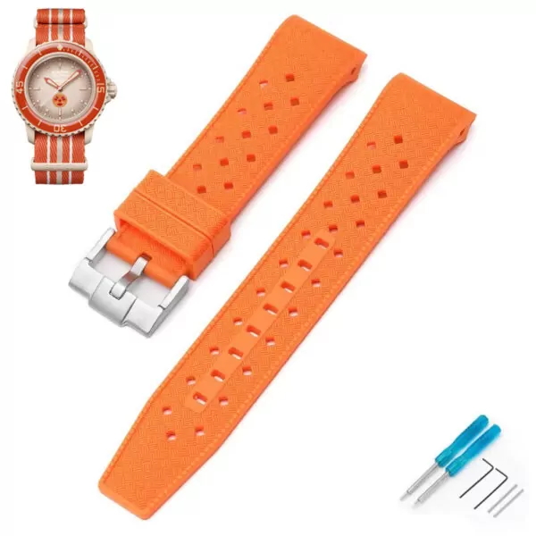 Watch_straps_for_Swatch_x_Blancpain_In_Rubber_13 Orange Curved Rubber Strap Band for Swatch x Blancpain Fifty Fathoms Arctic Ocean - 22mm