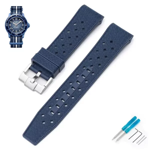 Watch_straps_for_Swatch_x_Blancpain_In_Rubber_15 Dark Blue Curved Rubber Strap Band for Swatch x Blancpain Fifty Fathoms Atlantic Ocean - 22mm