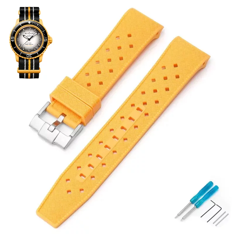 Watch_straps_for_Swatch_x_Blancpain_In_Rubber_19 Yellow Curved Rubber Strap Band for Swatch x Blancpain Fifty Fathoms Pacific Ocean - 22mm