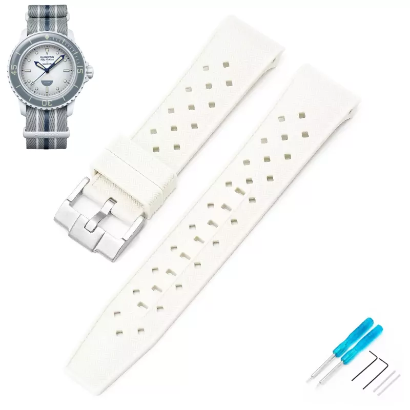 Watch_straps_for_Swatch_x_Blancpain_In_Rubber_3 White Curved Rubber Strap Band for Swatch x Blancpain Fifty Fathoms Antarctic Ocean - 22mm