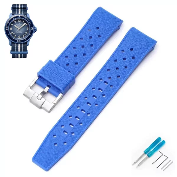Watch_straps_for_Swatch_x_Blancpain_In_Rubber_7 Light Blue Curved Rubber Strap Band for Swatch x Blancpain Fifty Fathoms Atlantic Ocean - 22mm