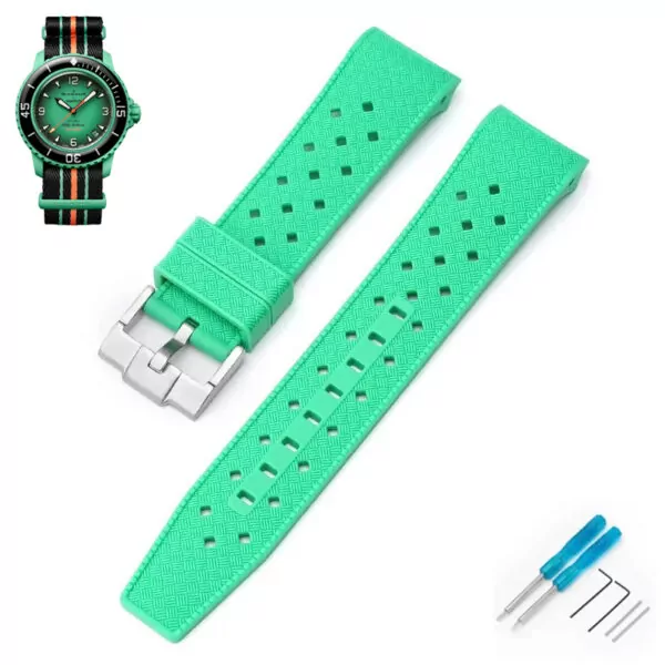 Watch_straps_for_Swatch_x_Blancpain_In_Rubber_9 Light Green Curved Rubber Strap Band for Swatch x Blancpain Fifty Fathoms Indian Ocean - 22mm