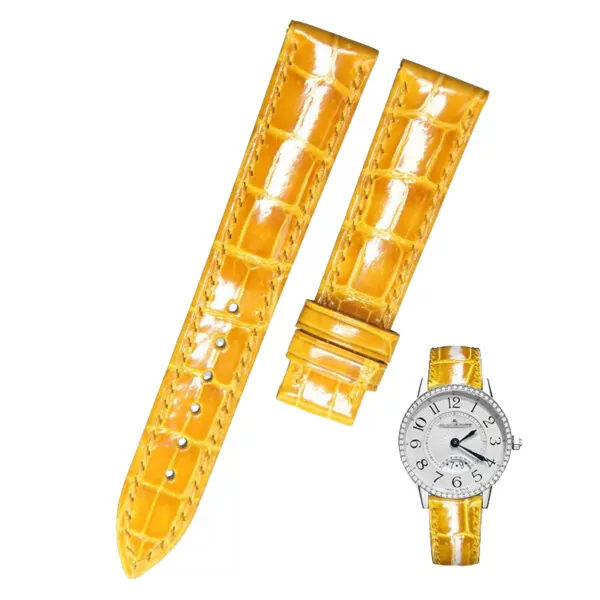 Yellow_fuyijia-bracelet-de-montre-personnalis_variants-6 Yellow Strap For Jaeger-LeCoultre Rendez-vous In Genuine Crocodile Leather Skin Band- 6 sizes