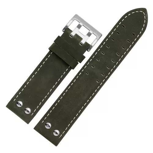 V-ritable-bracelet-En-Cuir-remplacement-bracelet-en-cuir-Kaki-Classique-Jazz-Seiko-montre-cha-ne-5 Green Strap for Khaki Aviator Pilot, X-WIND, Field 20,22mm In Leather with White Stitching - 20mm, Silver