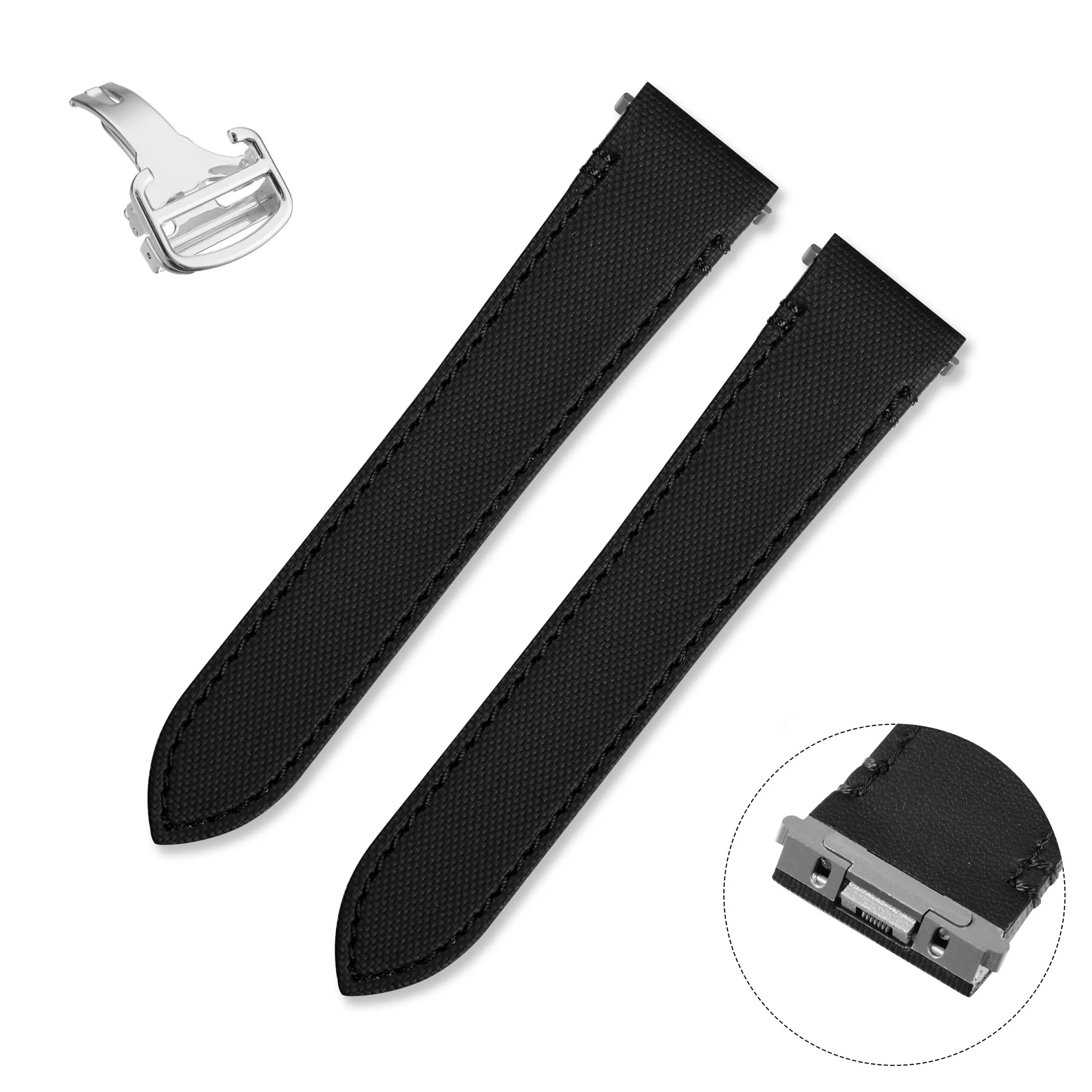 black 2 Black Nylon Strap Band for New Santos Cartier Quick Switch