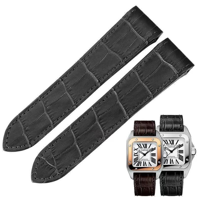 s-l1600-29 Black Alligator Grain Leather for Cartier Santos M/XL