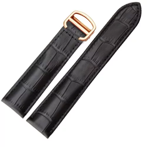 CASP1X-1 Black Alligator Grain Leather Strap Bracelet for Cartier Tank - 8 Sizes