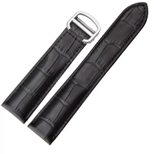 CASP1X-2 Black Alligator Grain Leather Strap Bracelet for Cartier Tank - 8 Sizes