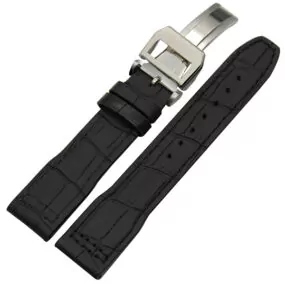 Black Alligator Grain Leather Strap For IWC Pilot, Portugieser - 22mm