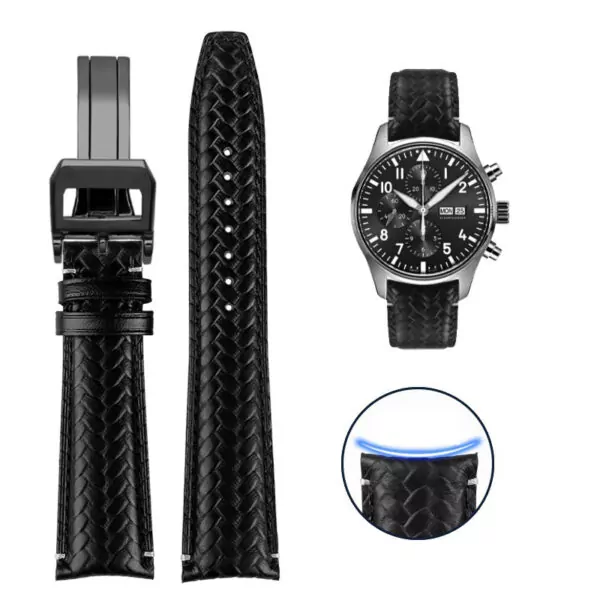 black black B_20-mm-22-mm-woven-genuine-leather-watch-ba_variants-11 Black Woven Cowhide Leather For IWC Portugieser Big Pilot