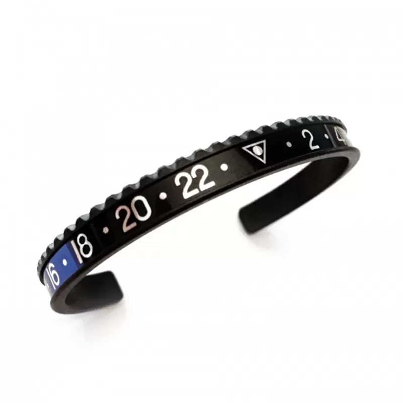 0_Bracelets-de-manchette-en-acier-inoxydable-c-l-bre-marque-bracelet-noir-moto-voiture-bracelet-pour Black & Blue Bezel Bangle Bracelet GMT I & II Batman PVD/DLC Stainless Steel Men's jewelry