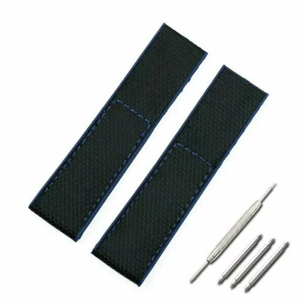 s-l1600 (4) Black & Blue Nylon & Rubber Strap for Breitling Avenger, Navitimer, Chronomat...