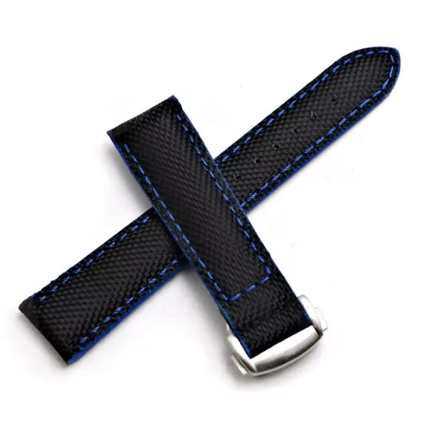 4_CARLYWET-18-20-22mm-vente-en-gros-bracelet-de-remplacement-en-cuir-de-Nylon-noir-bracelet Black & Blue Strap Bracelet for Omega Speedmaster, Seamaster, 18,20,22mm