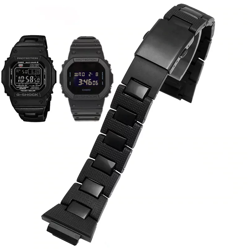 ouveau-bracelet-de-montre-en-plastique_main-0 Black Bracelet Casio DW Series & GW-M5610 16mm In Rubber & Steel