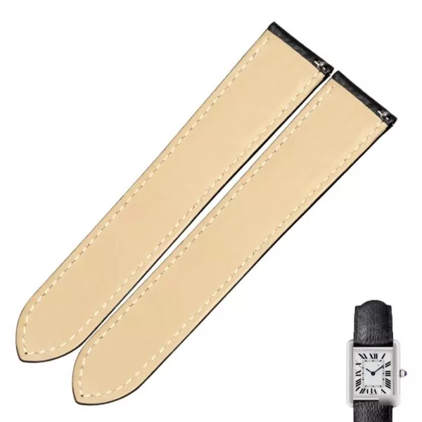 CASL1X-5 Black Calf Leather Strap for Cartier Tank - 4 Sizes