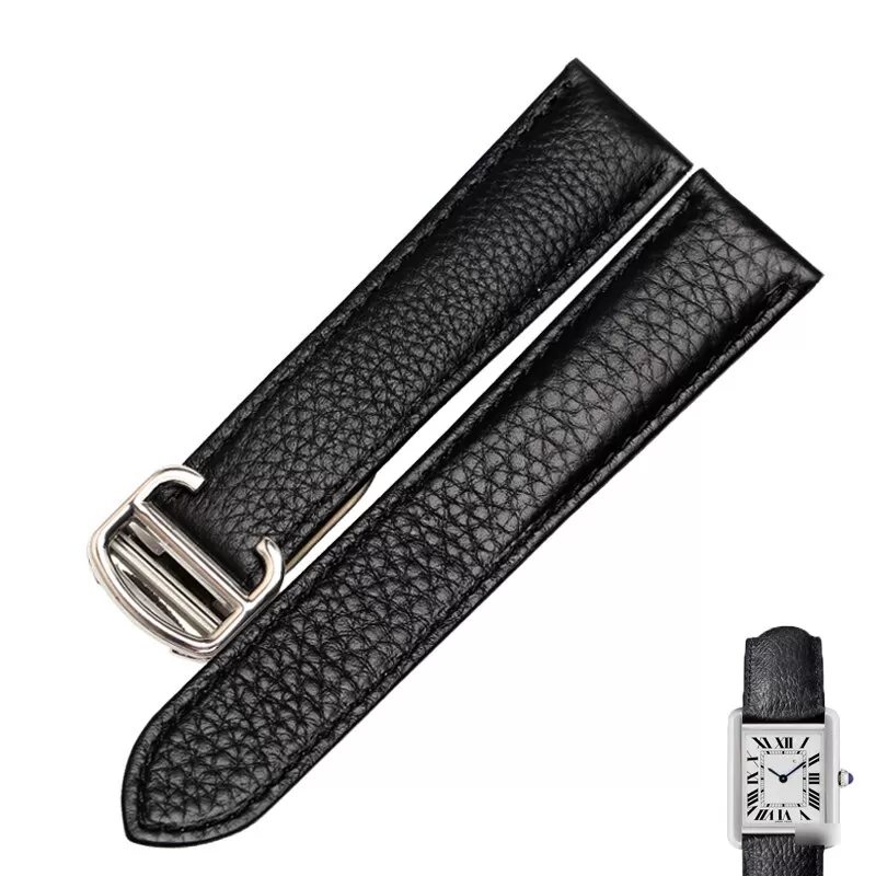 CASL1X-3 Black Calf Leather Strap for Cartier Tank - 4 Sizes