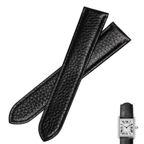 CASL1X-7 Black Calf Leather Strap for Cartier Tank - 4 Sizes