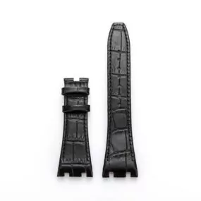 Leather-Bracelet-for-Audemars-Piguet-Royal-Oak-AP-band-BLACK-Noir-handmade-26mm-153338447787 Black Crocodile Grain Leather Bracelet for Audemars Piguet Royal Oak - 26mm