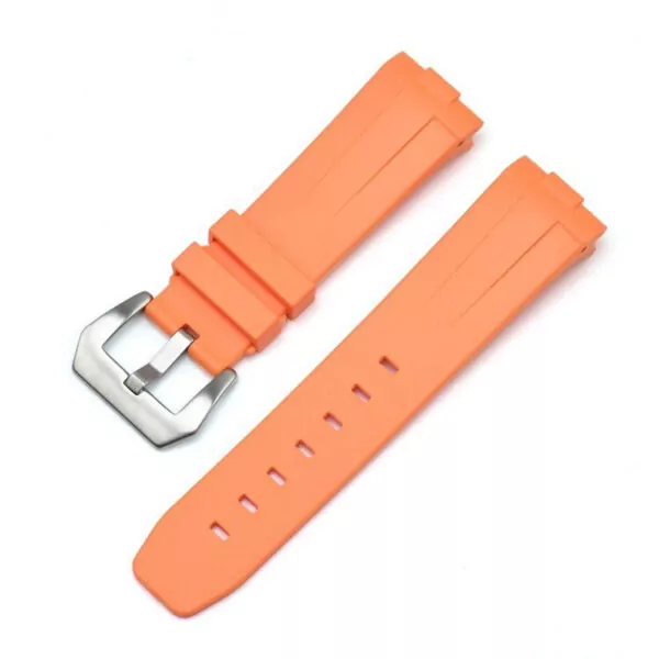 OPSR13K3_3 Orange Curved Rubber Strap for Officine Panerai Luminor, Marina, Submersible