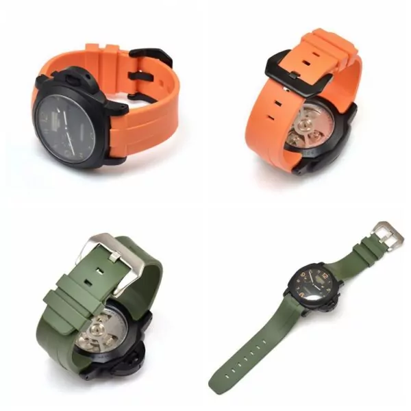 OPSRXK3_2 Green Curved Rubber Strap for Officine Panerai Luminor, Marina, Submersible