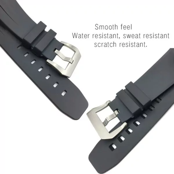 OPSRXKX_11 Black Curved Rubber Strap for Officine Panerai Luminor, Marina, Submersible