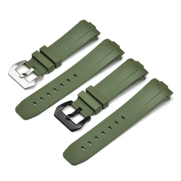 OPSR9K3_1 Green Curved Rubber Strap for Officine Panerai Luminor, Marina, Submersible