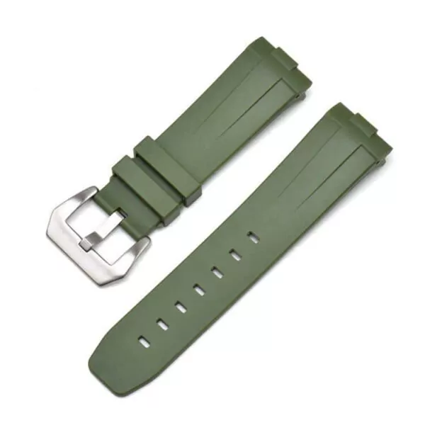OPSR9K3_4 Green Curved Rubber Strap for Officine Panerai Luminor, Marina, Submersible