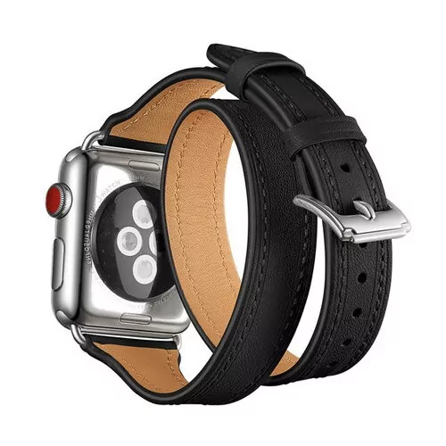 black_racelet-en-cuir-pour-bracelet-de-montre_variants-2 Black Double Tour Slim Band Apple iWatch Hermes In Leather