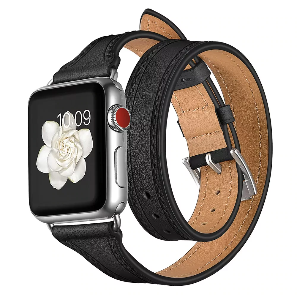 ouble-tour-pour-bracelet-de-montre-appl_main-2 Black Double Tour Slim Band Apple iWatch Hermes In Leather