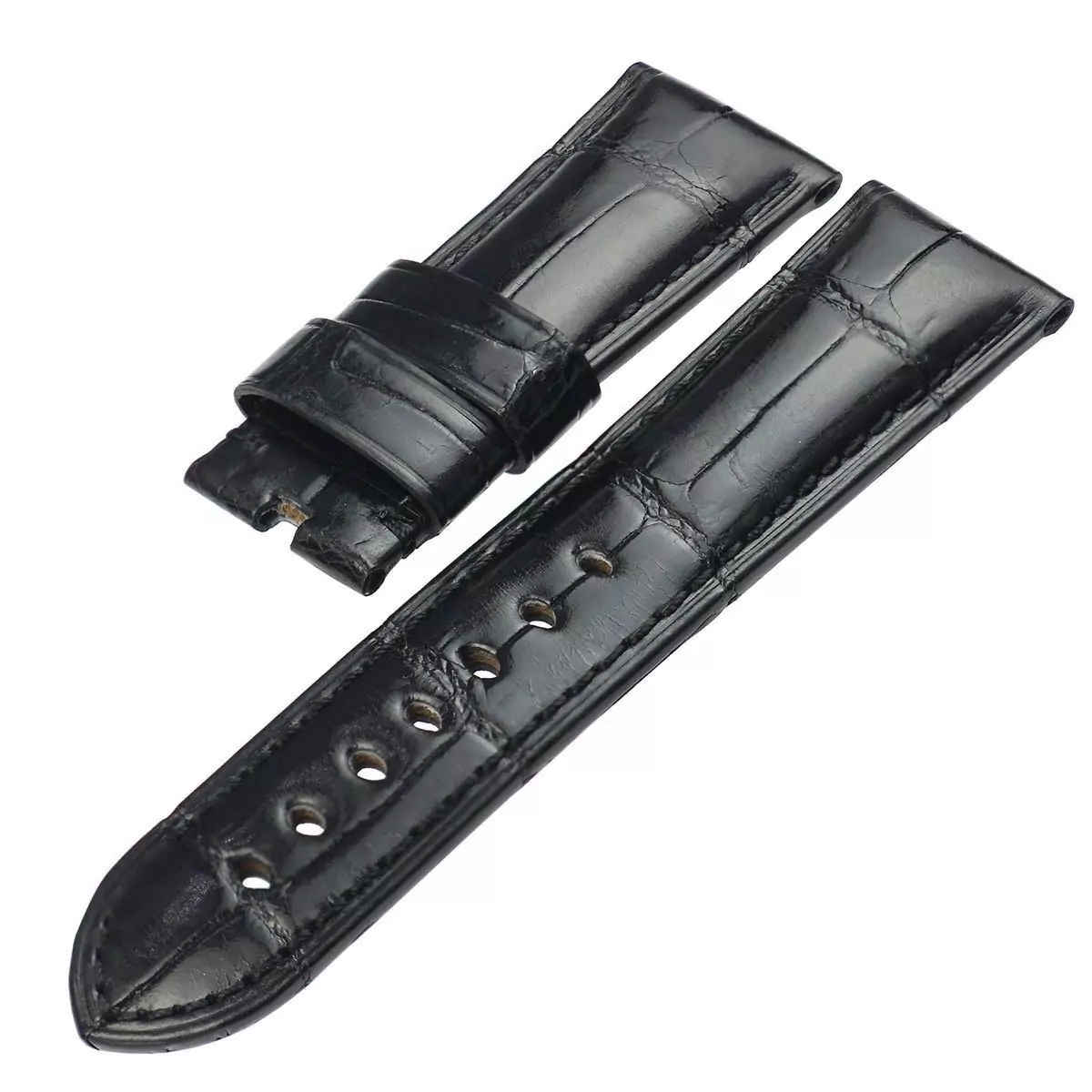 Black-Genuine-Crocodile-leather-Strap-Bracelet-PAM-Panerai-Luminor-band-22mm-153338443589 Black Genuine Crocodile Leather Strap for Panerai Marina, Luminor, Submersible