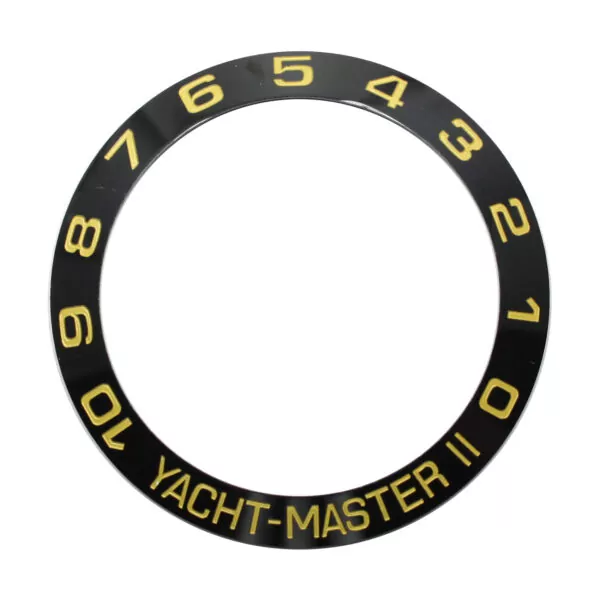 bi44-42 Black & Gold Ceramic Bezel Insert To Fit Rolex Yacht-Master II 44mm