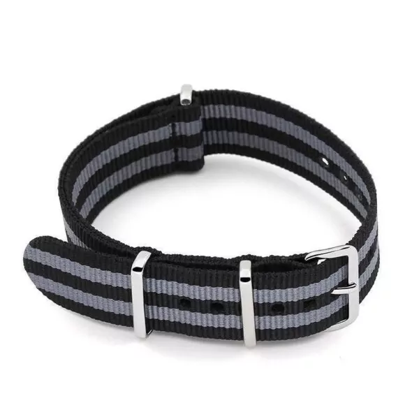 Bracelet-Nato-007-James-Bond-fits-Rolex-Omega-Universal-22mm-Black-Grey-stripes-153338447581 Black & Grey stripe 007 Design for Rolex, Omega, Universal ...