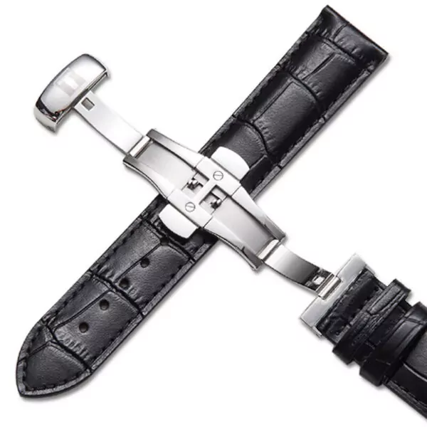 black silver A_einture-en-cuir-veritable-fait-a-la-mai_variants-6 Black Leather Alligator/Crocodile Grain Strap for Tissot Le Locle, T41, 1853...