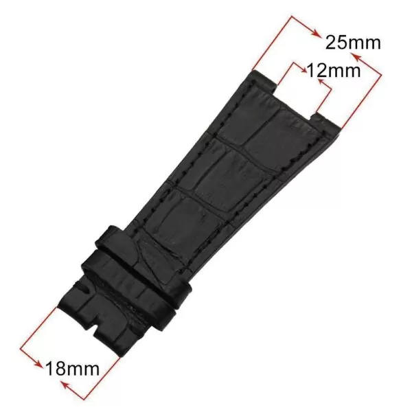 Bracelet-FOR-Patek-Nautilus-cow-leather-croco-band-25mm-x-12mm-black-Wbuckle-153338443439-4 Black Leather Strap Crocodile/Alligator Grain For Patek Philippe Nautilus 25mm