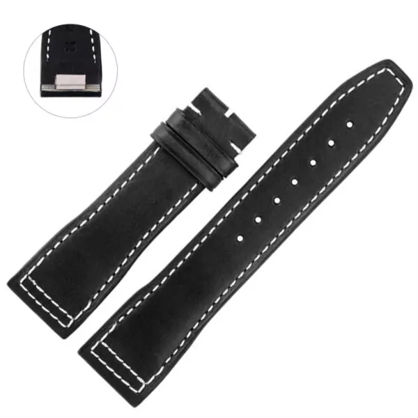 black-no buckle_bracelet-de-montre-en-cuir-de-veau-itali_variants-23 Black & White Quick-Release Strap Band For IWC Pilot, Portofino, Portugeiser in Genuine Calf Leather - 20, 21mm