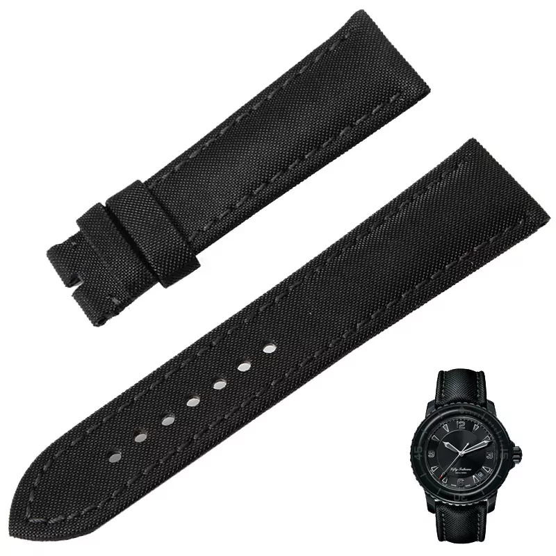Genuine-Leather-Watchband-23mm-Black-Ventilating-Material-Strap-Without-Buckle-Fit-for-JB-Brand-Watch-50 Black Nylon Kevlar Strap for Blancpain Fifty Fathoms
