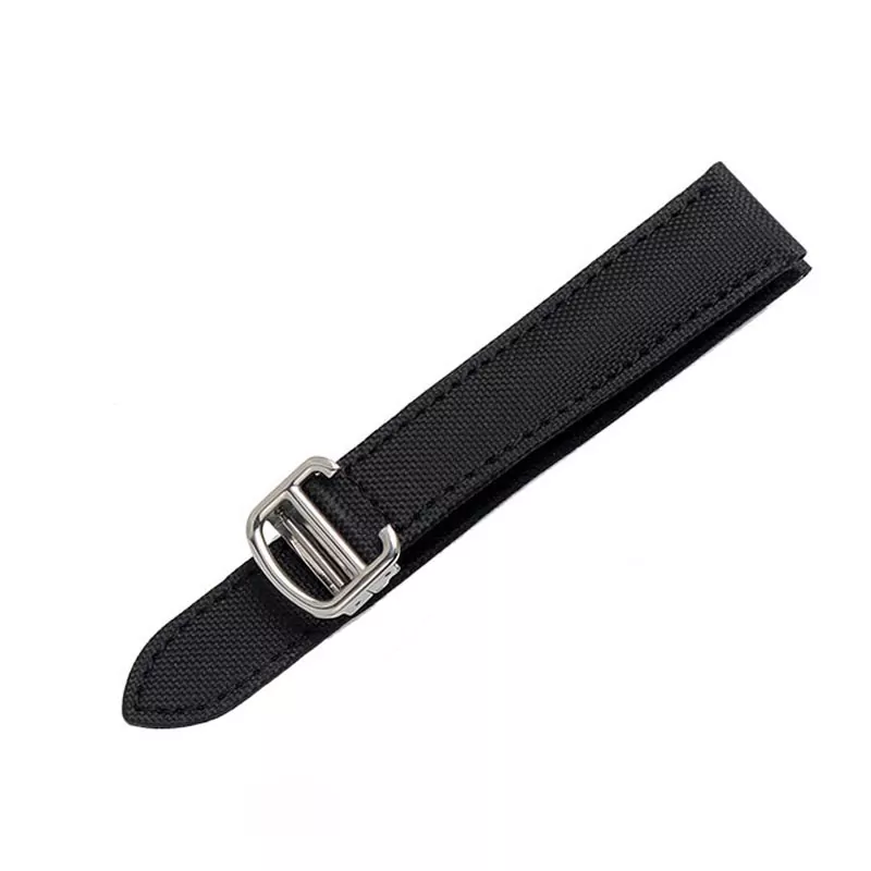 CAFT1G.S Black Nylon Strap for Cartier Tank, Ronde, Dive, Clé, Rotonde, Tortue - 9 Sizes