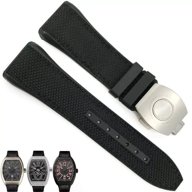 s-l1600 Black Nylon Strap for Franck Muller Vanguard V45, V41 With Buckle