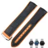 19mm-20mm-21mm-22mm-strap-rubber-crocodile-omega-speedmaster-seamaster-aftermarket-bracelet-4 Black & Orange Strap Bracelet for Omega Seamaster In Crocodile/Alligator & Rubber - 19,20,21,22mm - 19mm, Silver