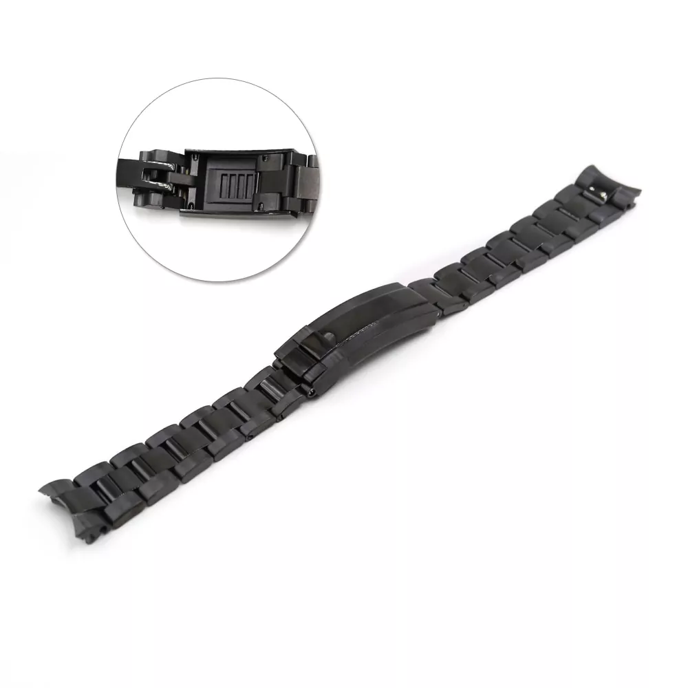 ROSS8GX_12 Black PVD/DLC Strap Bracelet Glidelock for Rolex Submariner, GMT I & II - 20mm
