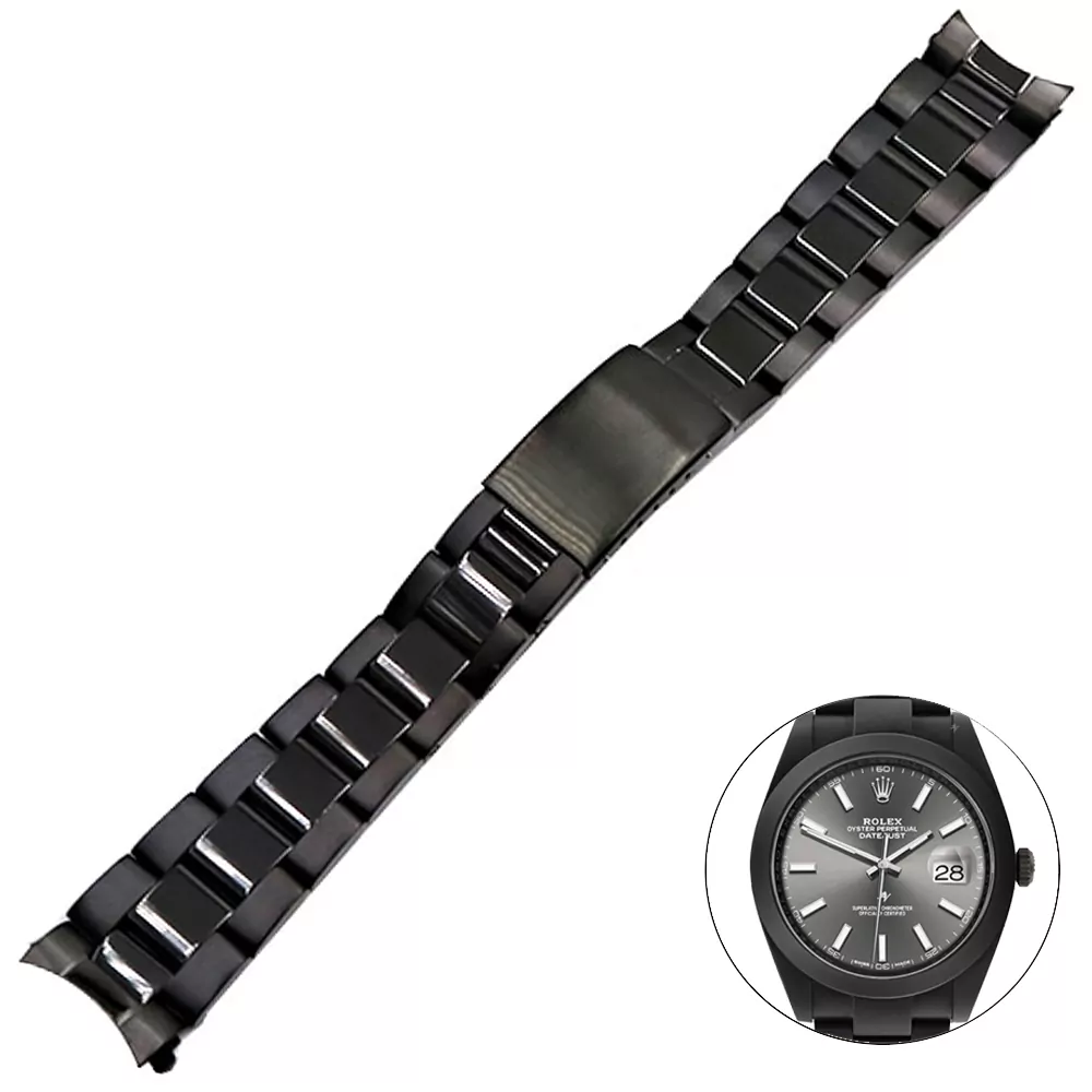 ROSS8X3_6 copy Black PVD/DLC Strap Bracelet for Rolex Oyster Date Just Stainless Steel
