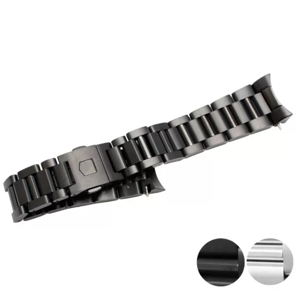 THSS8X2_6 Black PVD Strap Bracelet for TAG Heuer Carrera Stainless Steel - 22, 24mm
