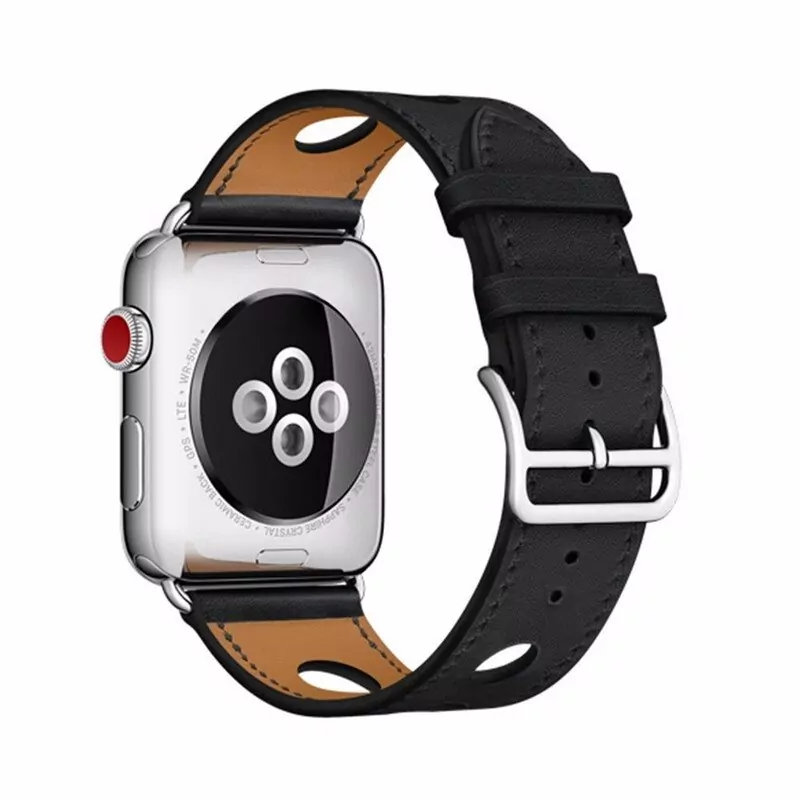 1 Black Racing Strap Apple iWatch Hermes In Leather
